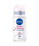 NIVEA Pure Pearl & Beauty Deo Roll On (50 ml) Rouleau anti-transpirant pour les peaux des aisselles, déodorant 48 h avec protection antibactérienne