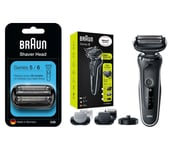 Braun Series 5 50-B1200s Wet & Dry Foil Shaver (Black & White) & Series 5 & 6 New Gen 53B Electric Shaver Head Replacement (Black) Bundle, Black
