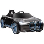 HOMCOM Voiture électrique Enfants Licence BMW I4 Voiture à Batterie 12V véhicule électrique avec télécommande MP3 Musique Affichage lumières et Ceinture de sécurité Noir