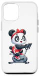 Coque pour iPhone 13 Pro Panda sur vélo d'appartement Gym Fitness Entraînement Sport