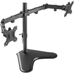 RICOO Dual Monitor Desktop Mount TS7311 Adjustable mounting for 2 flat screens with 13-27 inch with max VESA-Norm 100x100 free-standing double arm bracket PC screen stand in Black