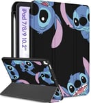 Trendy Fan for iPad 9th/8th/7th 10.2 inch Generation Case Cute Cartoon Kawaii for Girls Kids Teens Boys Girly Women Design Cool Covers Folio Stand with Pencil Holder for Apple i Pad 9/8/7 Gen,Black