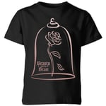 Disney Beauty And The Beast Rose Gold Kids' T-Shirt - Black - 3-4 Years