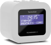 Techniradio 40 - Réveil Radio Dab+ (Dab, Fm, Réveil À Deux Temps De Réveil Réglables, Minuteur, Fonction Snooze, Écran Lcd Réglable, Fonction De Recharge Usb) Blanc