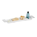 Relaxdays Plateau de Baignoire, Pont Extensible (de 55,5 cm à 78 cm), en Plastique, antidérapant, Blanc