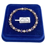 Bracelet Tennis Billes 5mm Bleu S Pl. or Jaune 18k Avec Cristaux de Swarovski 08