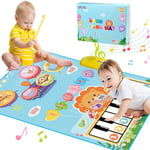 Lobyoh Jouets pour bébé 1 an, Tapis de Musique 2 en 1 Et Jouet de Batterie pour Tout-Petits, Cadeaux Éducatifs pour Garçons et Filles de 1 2 3 4 5 Ans