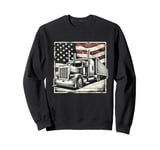 Semi-Trailer Trucker Big Rig American Flag Truck Driver Sweatshirt