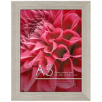 Americanflat Cadre Photo A5 Bois Flotté - MDF avec Verre Incassable Poli, Chevalet & Matériel de Suspension Intégré - Format Horizontal et Vertical pour Mur et Dessus de Table - 14,8x21 cm