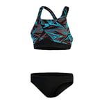 Speedo Women's HyperBoom 2 Piece Bikini, Black/Bolt/Dove Grey, 28