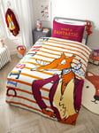 Kids Roald Dahl Fantastic Mr Fox Orange Stripey Single Duvet Cover Bedding Set