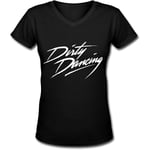 Sl Dirty Dancing Logo V-hals T-shirt för kvinnor Svart Large