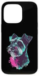 Coque pour iPhone 13 Pro Mini Schnauzer Splash Art coloré pour les amoureux du schnauzer