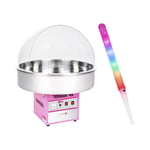 Royal Catering Cotton Candy Machine Set with LED Sticks - 72 cm 1,200 W Sneeze guard 50 pcs.