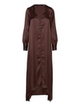 Vero Moda Vmemma Ls Long Satin Button Dress Wvn Brun