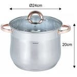 Ruostumaton teräskattila kannella 24 cm, 8,6 L