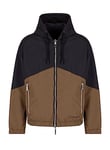 Armani Exchange Men's Laminated Nylon Reversible Hooded Colour Block Jacket Shell, Black/Crocodile, L