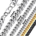 Bandmax Chaîne Homme Acier Cuban 61cm Collier Grosse Maille 10mm Hip Hop Chain