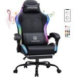 GTPLAYER Chaise Gaming, Chaise de Bureau, Chaise Gaming avec Haut-Parleur et LED, Chaise de Gamer, Dossier avec Poche de Rangement, Chaise PC Ergonomique avec télécommande