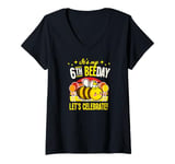 Womens It's My 6th Bee Day Let's Celebrate Bee Birthday Party V-Neck T-Shirt