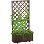 Flower Stand Plant Shelf Outdoor Pine w/ Trough Planter