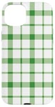 iPhone 15 Plus Green White Checkered Plaid Flannel Gingham Pattern Checker Case