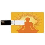 8G USB Flash Drives Credit Card Shape Yellow Mandala Memory Stick Bank Card Style Meditating Woman Silhouette on Yellow Asian Style Backdrop Yoga Zen Decor,Yellow Orange Waterproof Pen Thumb Lovely J