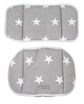 roba Coussin de Chaise Haute Little Stars en 2 Pièces - Réducteur de Siège - Imprimé Étoiles - Gris / Blanc