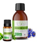 Kit peaux grasse, huile végétale de Nigelle et huile essentielle tea three green