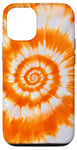 iPhone 14 Pro White & Orange Tie Dye Swirl Pattern for Women Girl Tie Dye Case