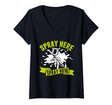 Womens Spray here Spray now Painter V-Neck T-Shirt