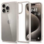 Spigen Coque [Anti-Jaune et Antichoc] en Dos PC et Bumper TPU Ultra Hybrid pour iPhone 15 Pro - Titane Naturel