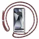 Tumundosmartphone Étui pendentif transparent pour Samsung Galaxy S24 Ultra 5G avec cordon rose/doré