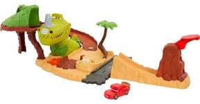 Mattel Disney and Pixar’s Cars Toys, Dinosaur Playground Playset with Lightning McQueen Toy Car, Dinosaur and Kid-Activated Action, Cars On The Road, HNL99