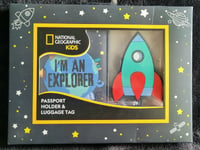 NATIONAL GEOGRAPHIC Kids Passport Holder Cover & Tag, Space Explorer Rocket NEW