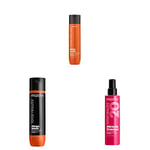 Matrix | Trio Mega Sleek | Shampoing + Après-Shampoing + Spray | Pour Cheveux Indisciplinés | Anti-Frisottis + Nourrit + Protège | 300ml+300ml+200ml