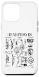 Coque pour iPhone 12 Pro Max Casque audio vintage breveté DJ Gamer Podcaster Musique