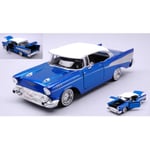 CHEVROLET BEL AIR "GET LOW" SERIES W/VISOR 1957 CANDY BLUE/WHITE 1:24 MotorMax