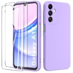 binandteam Coque pour Samsung Galaxy A15 4G / 5G (6.5") avec 2 Verre Trempé Protection écran,Silicone Liquide TPU Ultra Premium Antichoc Housse pour Samsung Galaxy A15 4G / 5G - Violet