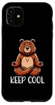 Coque pour iPhone 11 Brown Bear Keep Cool Yoga Méditation