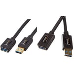 Amazon Basics Lot de 2 rallonges de câble USB 3.0 Connecteurs mâle A vers femelle A 1 m & Rallonge Câble USB 3.0 mâle A vers femelle A 3 m