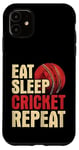 iPhone 11 Eat Sleep Cricket Repeat | Cricketer Bat Ball Game Bowler Case