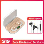 ¿couteurs Bluetooth a conduction osseuse Boucle d'oreille Casque sans fil Clip d'oreille avec micro ¿couteurs HiFi St¿r¿o Sports Casques ¿tanches-Camel avec filaire_XINENGJI