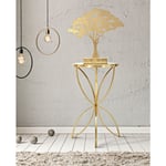 Dmora Table basse ronde élégante, structure en métal doré, avec plateau en verre miroir, couleur or, Mesures 35 x 60 x 35 cm, avec emballage renforcé