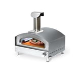 Forneza Forno13 Four à pizza à gaz - Barbecue à gaz portable pour terrasse, balcon, jardin, jardin - Four à pizza avec pierre à pizza 32,8x32,8 cm et pelle à pizza, noir, mat