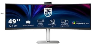 49" Philips 49B2U5900CH, Curved VA 5120x1440, 75Hz, 1800R, DisplayHDR400, höjdjusterbar, 2xHDMI/DP/USB-C 100W, högtalare, USB 3.2-hubb, webbkamera