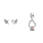 Pandora, Boucles d'oreille Argent Oxyde de Zirconium femme, Argenté, 9,3mm - 290012C01 & Abalorio Colgante 787247NLCMX mujer plata Circonitas Rose Reflejos de Amor