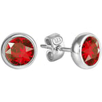 Boucles oreilles Mademoiselle Jolie Paris  RONDELLE clous circle Argente   Rouge ecarlate