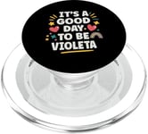 VIOLETA Personalized Retro Girls Custom VIOLETA Name PopSockets PopGrip for MagSafe