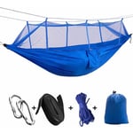 Portable Haute Resistance parachute Tissu Camping Hamac Lit Suspendu Avec Moustiquaire Net dormir Hamac Bleu